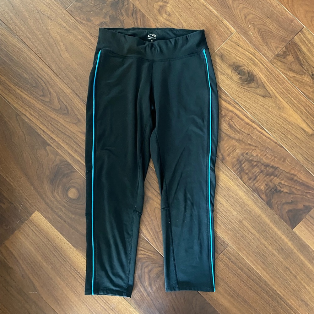 [Champion] Black Capris with Blue Stripes